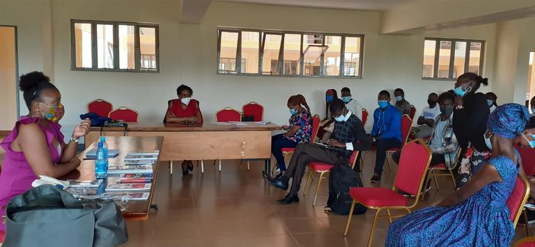 Campus France Officer, Halima Nsangou interacts with students from MMUST